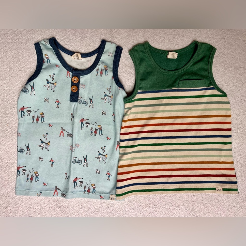 Little Road Co. Multicolor Striped and Freedom Graphic Printed Tank Top Bundle